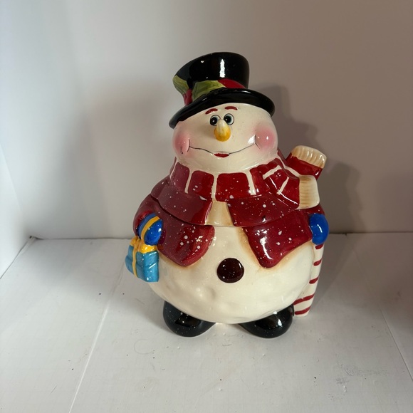 Other - Festive Snowman Cookie Jar - Red and Black